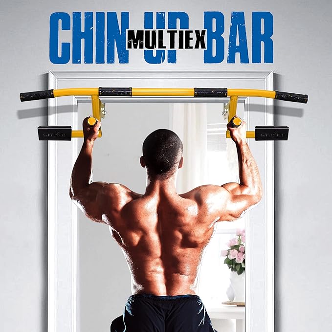 STOZM MultiEx Chin Up Bar – Doorway Chin Up Bar with Multiple Color Options, Push Up Capability, TPE-Protected Grip Positions, Smart Locking Mechanism and 450lbs Weight Capacity