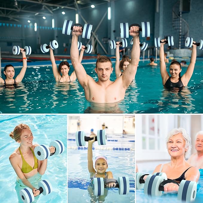 Sportneer Water Weights Aquatic Exercise Dumbbells Water Dumbbell Aerobics Workouts Set of 2 EVA Foam Pool Weights Dumbbells Set Aqua Fitness Barbells Equipment for Water Aerobics Weight Loss