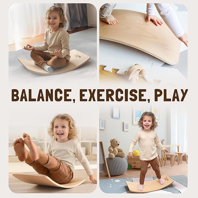 NUTTY TOYS Montessori Wooden Wobble Board for Kids & Adults -100% Natural Wood Balance Board, Waldorf Toddler Balancing Toy, Unique Boy Girl Open Ended Toy Best Valentines Day & Easter Gifts Idea 2026