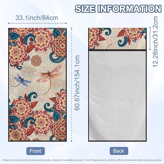 Bulopur Boho Floral Dragonfly Car Seat Towel Cover After Gym Workout Beach Swimming Sweating Car Seat Cover Fits for Car SUV Sedan Truck Front Seats