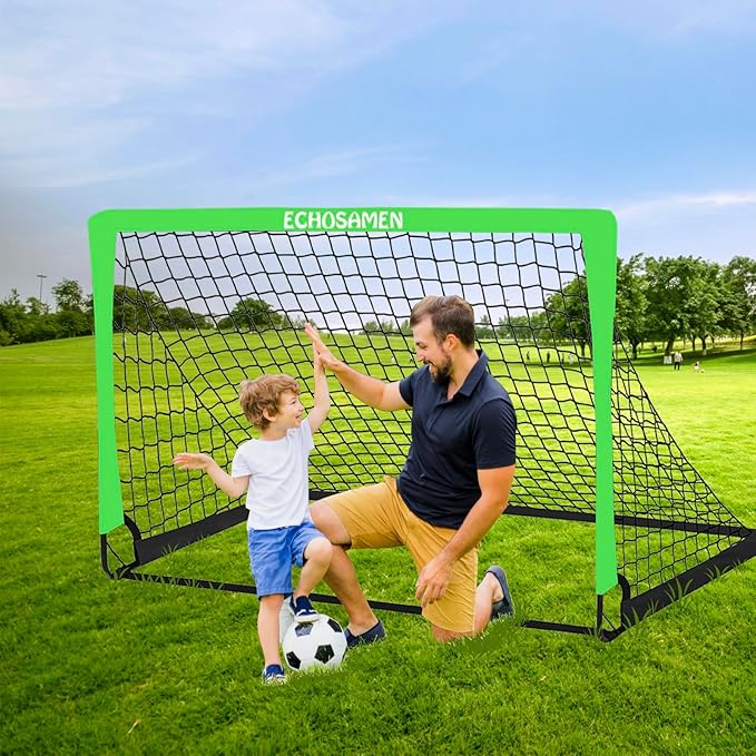 Kids Soccer Goals for Backyard, 2 of 6 x 4 ft Kids Soccer Goal Set Soccer Net with 10 Soccer Cones, Agility Ladder & Carry Bag, Portable Soccer Training Equipment.