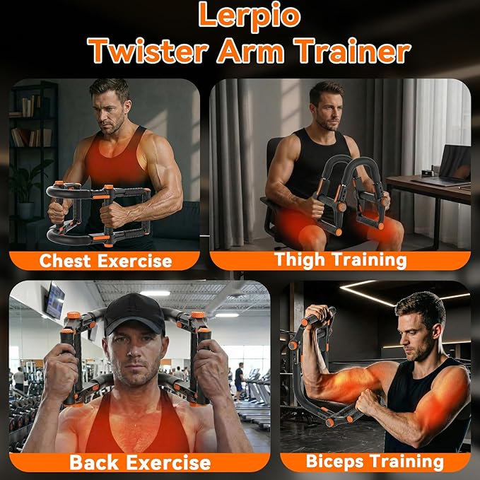 Twister Arm Trainer, Arm & Chest Workout Equipment for Men, Adjustable Handle (0-90°) & Resistance (50-110lbs), Transform into Push-Up Bars, Portable Home Gym