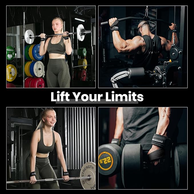 ALPHASQUAD Lifting Straps for Weightlifting – Heavy Duty Wrist Straps for Weightlifting with 7mm Thick Padded Cotton Wraps, 22.5" Long, 1.5" Wide – Deadlifts, Strength Training, Powerlifting, Men & Women