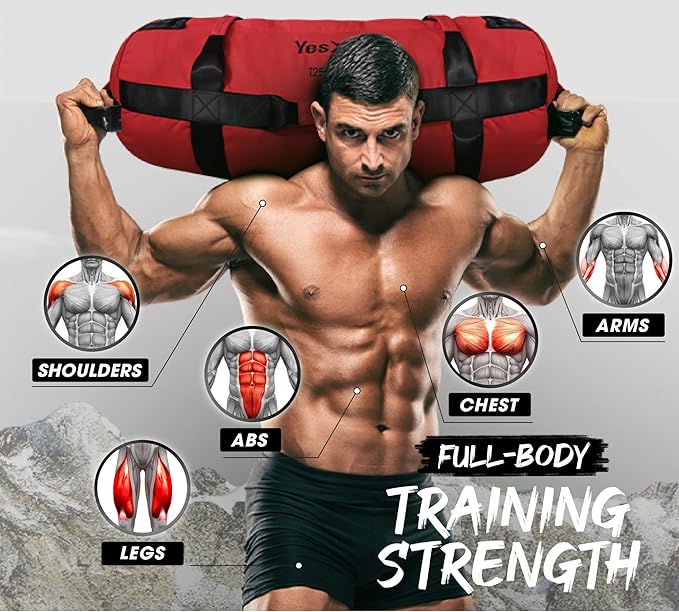 Yes4All Sandbags for Working Out, Adjustable Sand Bags for Weight Training with Handles, Combo Army Green (M + L)