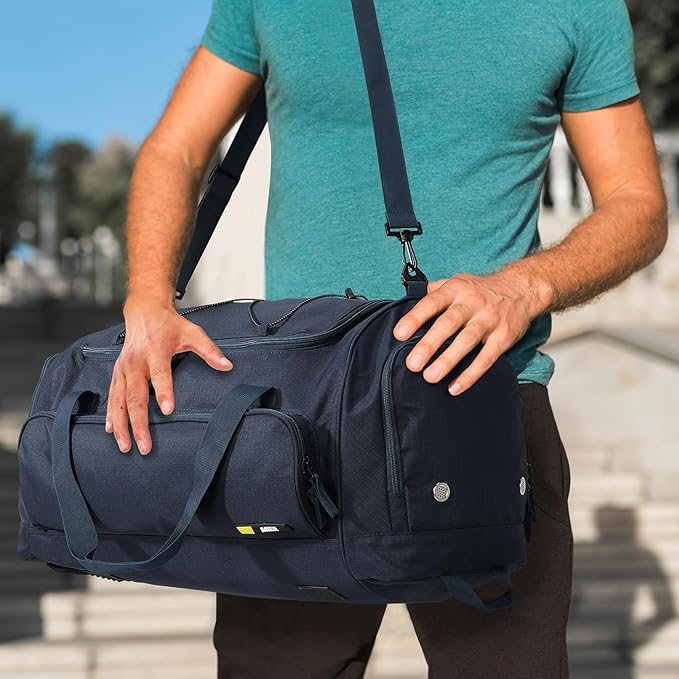 MIER Large Gym Bag for Men Sports Duffle Bag with Shoe Compartment 60L Lightweight Duffel Bags for Workout Fitness Travel, Blue