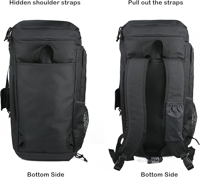 Gym Bag Military Duffle Backpack, Heavy Duty Travel Weekender Bag with Multiple Compartments Including Shoe Compartment Wet-dry Separation Compartment, Adjustable Shoulder Strap 60L Capacity