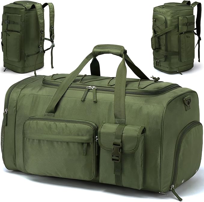 Lyweem Large Duffle Bag Backpack for Travel, 70L Heavy Duty Gym Duffel Bag with Shoes Compartment for Men & Women, Weekender Overnight Sports Backpack for Traveling