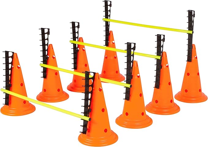 Trademark Innovations 20" Adjustable Hurdle Cone Set - 8 Cones and 4 Poles