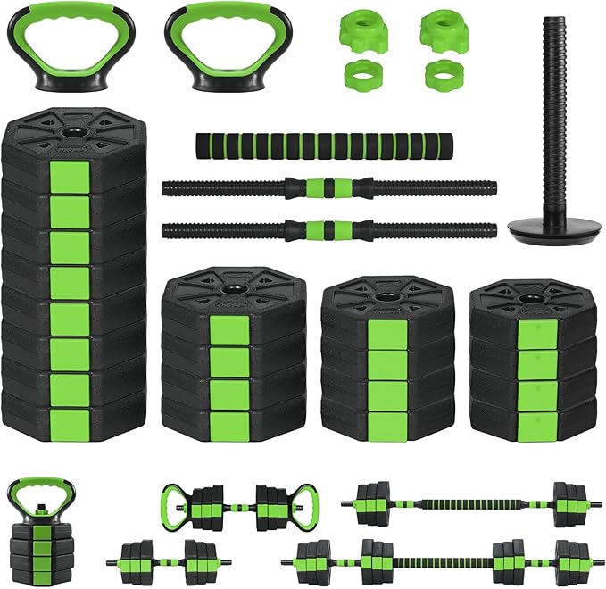 4-in-1 Octagonal Adjustable Dumbbell Set (66/88Lbs) – Converts to Barbell, Kettlebell & Push-Up Stand, Home Gym Free Weights for Men & Women, Full Body Workout with Anti-Slip Handles, Space-Saving