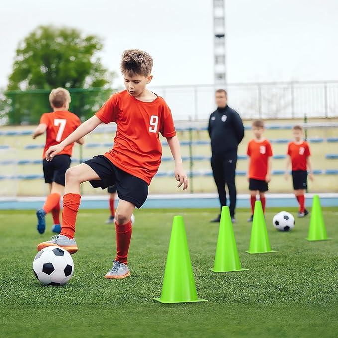 12 Inch Durable Cones,12pcs Versatile Plastic Traffic Cones and Soccer Cones for Sports Training,Agility Drills,Parking Safety,Basketball Training,Football Training.