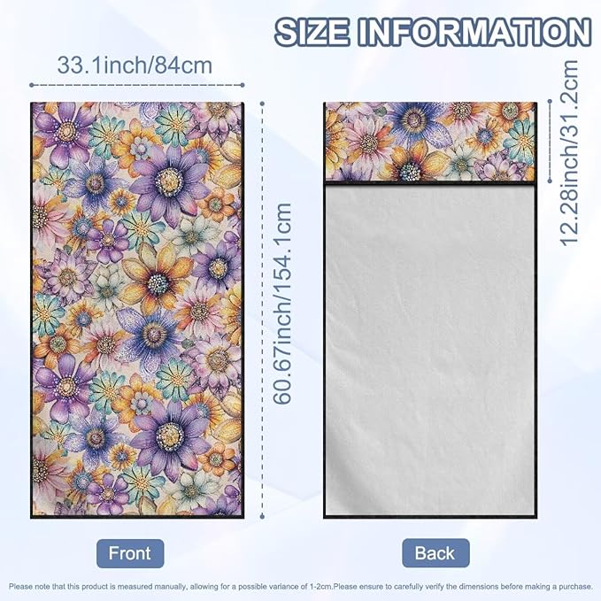 Bulopur Boho Floral Beach Towel Car Seat Covers Front Seats Non-Slip Breathable Sweat Towel Car Seat Cover for Post Gym Workout Surfing Swimming Running Yoga Blankets