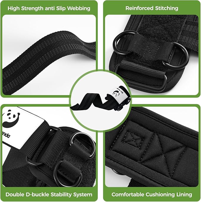 Slim Panda Weight Lifting Straps With Double Cuffed D Ring, Wrist Support for Men Women ,Heavy Duty Thick Comfortable Lifting Straps, Secure Fit, Enhanced Grip, Straps for Weightlifting & Strength Training