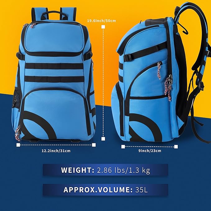 TRAILKICKER Basketball Bag Backpack with Ball Holder Multi-Sport Backpack for Soccer Volleyball Football Baseball Helmet