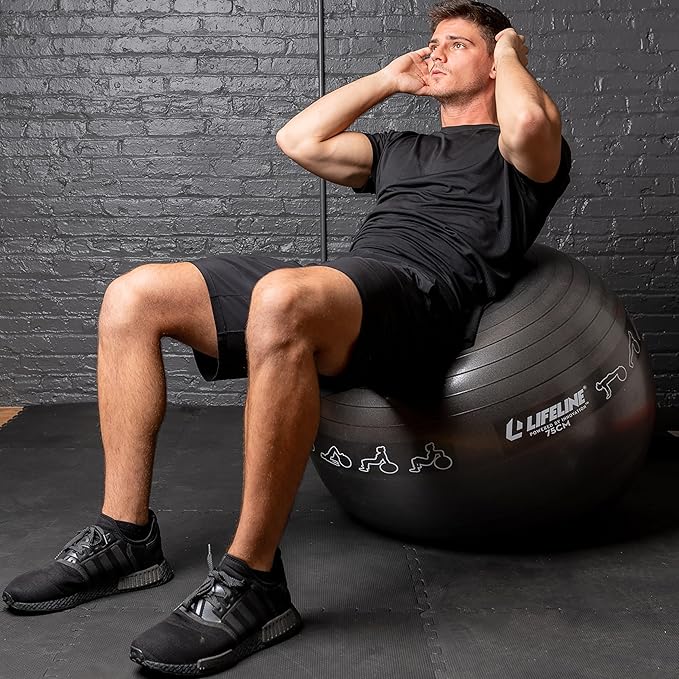 Lifeline Fitness Exercise Ball with Workout Guide – Burst-Resistant Stability Ball with Pump for Core, Balance, and Pregnancy Exercises