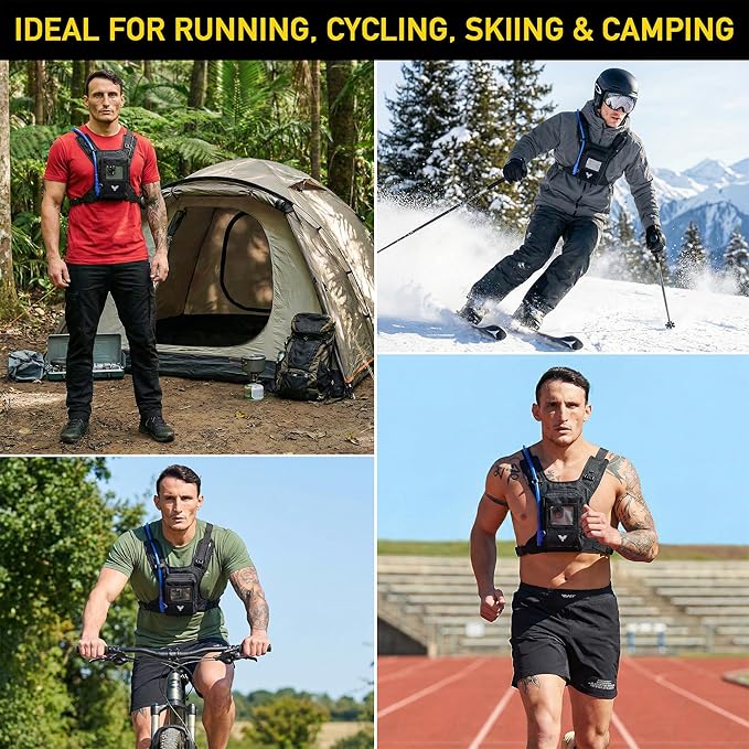 Elite Hydra Running Chest Pack w/ Gun Holster, Phone Holder Touch Friendly, Camera Pocket for Men/Women Lightweight Hydration Vest Chest Rig w/ Water Bladder for Marathon, Cycling, ADV Camping, Skiing