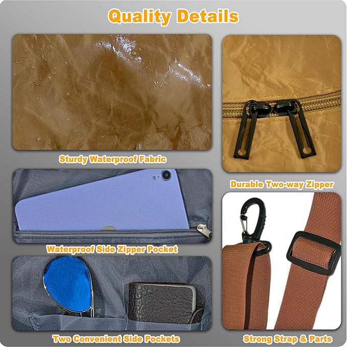 Gym Bag for Men & Women with Shoe Wet Bag - Waterproof Duffle Bag for Travel, Sports, Fitness & Workout (Deep Khaki)