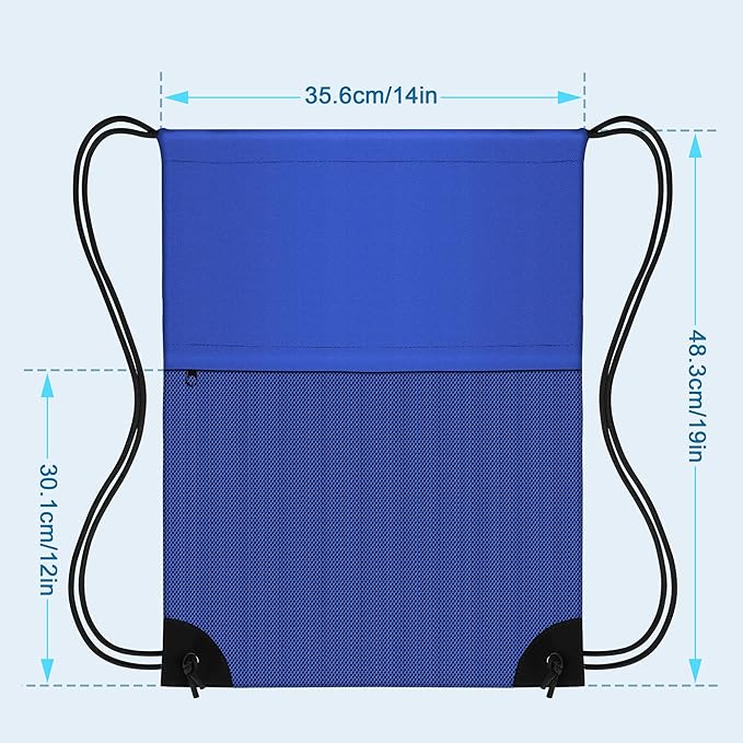 Drawstring Backpack Gym Bag - String Gym Bag for Men & Women, Lightweight Cinch Sports Sackpack for Beach, Travel, Yoga, Swimming, Blue