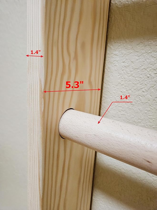 Wall Bars with Dip Bars CM-01-220, 87 in Wooden Swedish Ladder Set: Adjustable Pull Up and Dip Bars for Training and Physical Therapy - Used in Homes, Gyms, Clinic, and Schools