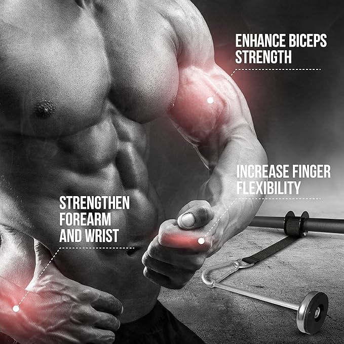 Yes4All Wrist and Forearm Blaster, Build Massive Grip Strength & Muscles with Steel Wrist Roller & Forearm Roller, Heavy Duty Arm Blaster Fits 1" & 2" Weight Plates, Improve Lifting Power
