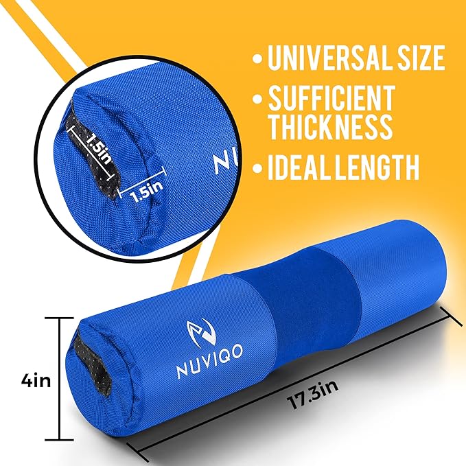 Barbell Squat Pad with Thick Foam and Nylon Padding - Neck & Shoulder Protective Pad Provides Support for Squats, Lunges & Hip Thrusts - Fits Olympic Standard Weightlifting Bar