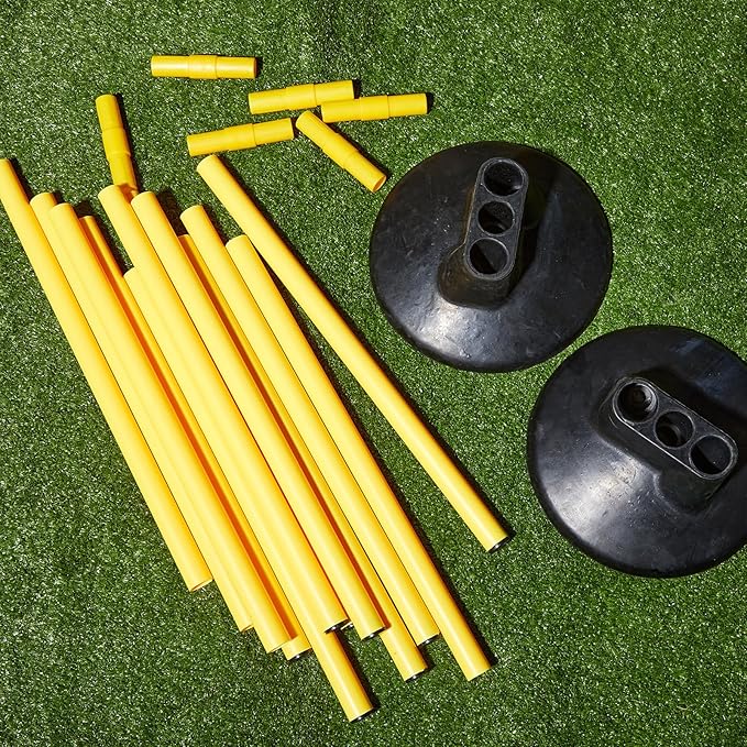 Wenqik 12 Pcs Soccer Agility Poles Set with 6 Training Poles Soccer Bases Detachable Speed Pole Highly Visible Yellow Sports and Agility Training Equipment Slalom Poles to Improve Balance Quickness