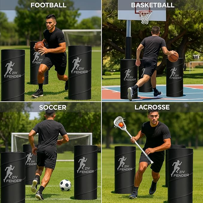 Pop Up Defender Soccer and Basketball Defender Dummy Practice Equipment for Defence Training Drills with Pack of 3 Pop Up Barrels Sand Bags and Carry Bag Color Black