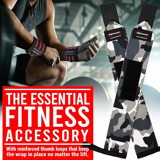 Rip Toned Wrist Wraps for Weightlifting – USPA & USAPL Approved 18" Wrist Straps for Powerlifting – Adjustable, Durable Gym Wraps with Thumb Loop – Maximum Support for Men & Women