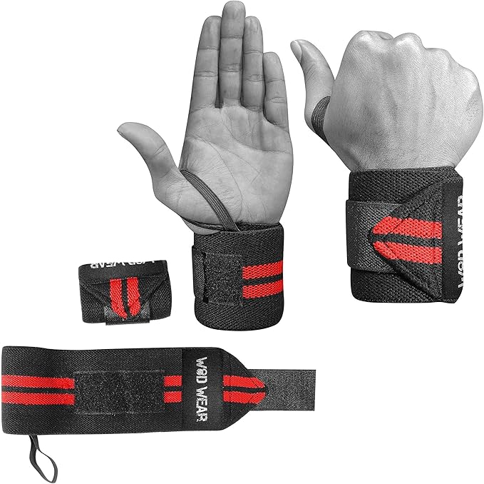 Elastic Wrist Wraps for Powerlifting, Strength Training, Bodybuilding, Cross Training, Olympic Weightlifting, Yoga Support - One Size Fits All