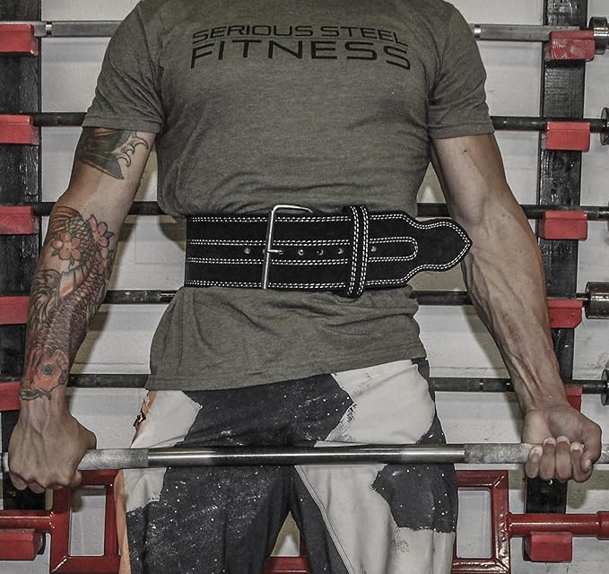 SERIOUS STEEL FITNESS Leather Weight Lifting Belt | Powerlifting, Weightlifting & Exercise Belt | 4" Wide & 10mm Thick