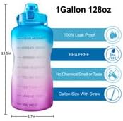 EYQ 64oz/128oz Leakproof Free Drinking Water Bottle with Motivational Time Marker BPA Free for Fitness, Gym and Outdoor Sports