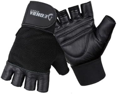 Deckra Weight Lifting Gloves Genuine Leather Padded Palm Gym Workout Fitness Gloves Built in Wrist Support Long Velcro