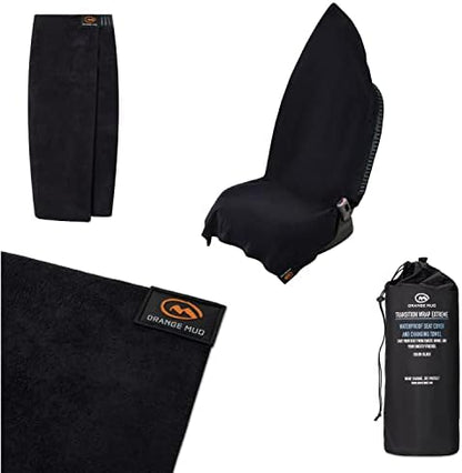 Orange Mud Transition Wrap Extreme – Waterproof Car Seat Cover & Changing Towel – Sweat-Proof, Secure Wrap for Athletes, Runners, Cyclists, Triathletes – Black