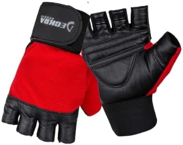 Deckra Weight Lifting Gloves Genuine Leather Padded Palm Gym Workout Fitness Gloves Built in Wrist Support Long Velcro