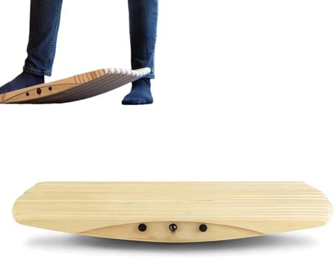 Wooden Wobble Balance Board, Enhances Ankle Strength and Core Stability, for Standing Desks and Gym Training