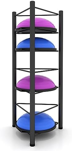 Half Balance Ball Trainer Holder - 3/5/6/7 Tier Fitness Rack for Home Gym, Yoga Balls, Basketball & Bowling Equipment Storage, Corner Organizer for Workout Essentials