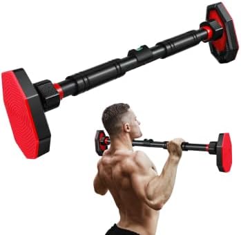 Pull Up Bar for Doorway, Strength Training Chin Up Bar with Level Meter Adjustable 25.5"- 39.3" Width Locking Mechanism Pull-up Bars, No Screws, Max Load 440lbs for Home Gym Door Frame Workout