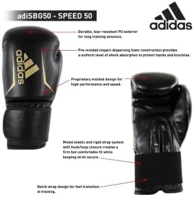 adidas Speed 50 Gel Boxing Gloves - Adult Boxing Gloves for Men & Women - Heavy Bag Gloves, Kickboxing Gloves for Women, MMA Sparring Gloves, Punching Bag Gloves for Men