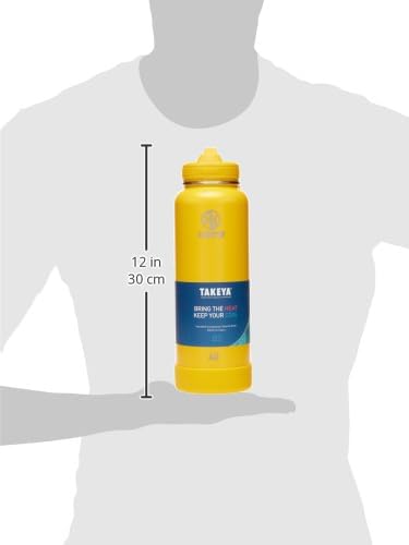 Takeya 40 oz Actives Stainless Steel Water Bottle with Straw Lid – Leakproof, Double-Wall Insulated, Keeps Drinks Cold 24 hrs/Hot 12 hrs, BPA-Free, Powder-Coated, Gym & Travel, Clementine