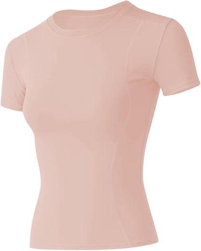 Loovoo Women Workout Shirts 1/2/3 Pack Athletic Compression Tee Dry Fit Yoga Gym Basic Tops
