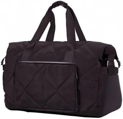 Sports Duffle Gym Bag for Women, Men- Lightweight Carry on Weekender Duffel Bag for Travel, Sports, Gym, Yoga - Water Resistant, Black