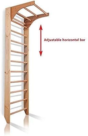Wall Bars with Dip Bars CM-01-220, 87 in Wooden Swedish Ladder Set: Adjustable Pull Up and Dip Bars for Training and Physical Therapy - Used in Homes, Gyms, Clinic, and Schools