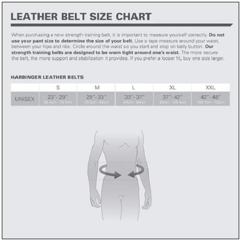 Harbinger Padded Leather Contoured Weightlifting Belt - 4" or 6” Width - Interior Suede Lining & Foam Cushioning - Heavy-Duty Dual Prong Steel Roller Buckle - for Lifting Support