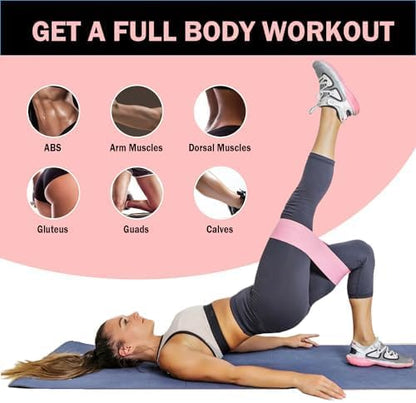 Fabric Resistance Bands – Non-Slip Workout Bands for Booty, Legs, Glutes – Set of 3 with Carry Bag – Light, Medium, Heavy – Home, Gym, Pilates, Yoga
