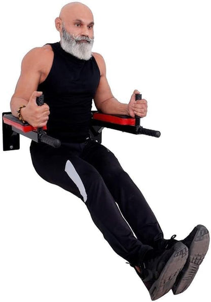 Wall Mount Dip Station with 4 Padded Handle Bars, Heavy Duty