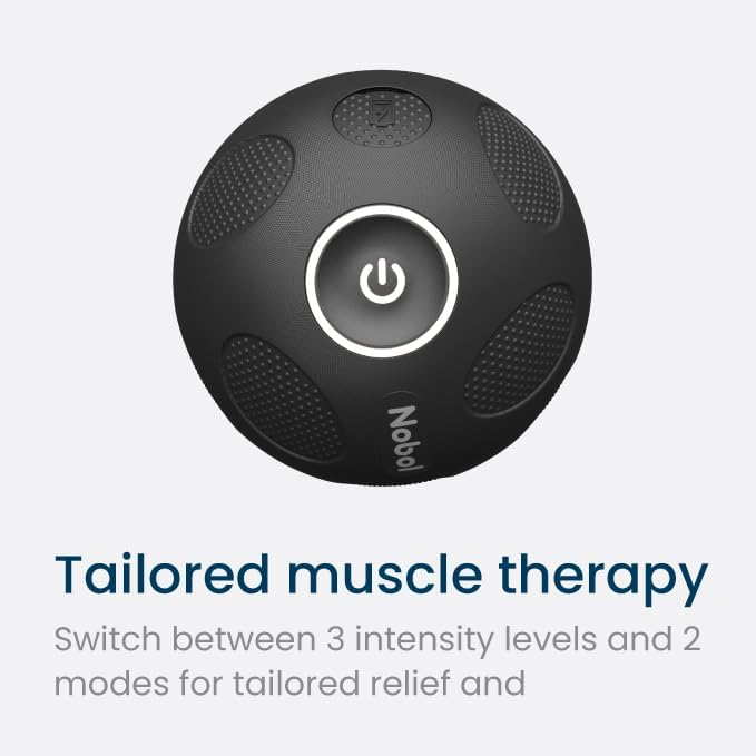 Nobol Muscle Recovery Kit | MyoSphere Vibration Massage Ball & MyoBelt Accessory | Target deep Muscle Layers, Easing Tension in The Back, Neck, Shoulders, arms, HIPS, Glutes, and Legs. (Space Black)