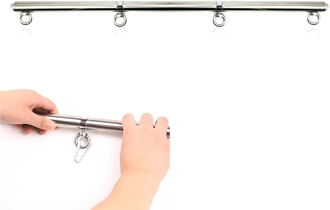 Adjustable Pilates Bar - Stainless Steel Portable Home Gym Equipment, 3 Detachable Sections 25-Inch for Yoga Strength Training (Silver B)