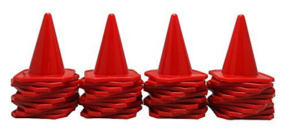 BlueDot Trading 4” Red Mini Plastic Traffic Cones | Set of 30 for Agility Training, RC Racing, Outdoor Activities, Sports Drills, Party Games