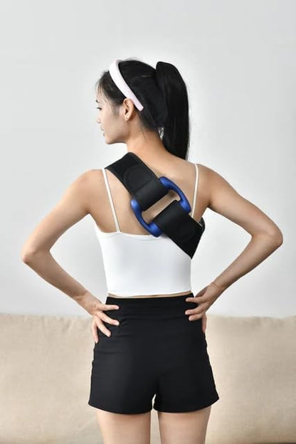 Deep Tissue Massage Gun Handheld Cordless Electric Massager with Adjustable Intensity, Body Strap for Hands-Free Back Massage, Muscle Recovery & Pain Relief for Athletes and Home Relaxation (Black)