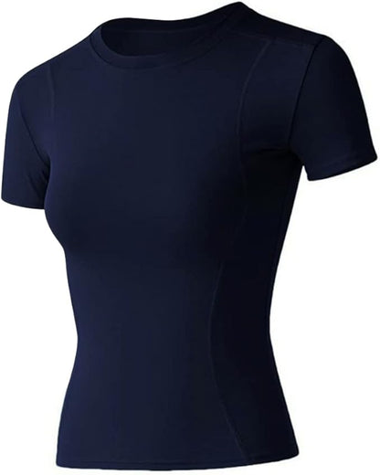 Loovoo Women Workout Shirts 1/2/3 Pack Athletic Compression Tee Dry Fit Yoga Gym Basic Tops