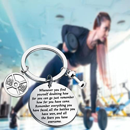 Lywjyb Birdgot Fitness Keychain Weightlifting Sports Keychain Inspirational Dumbbell Workout Keychain